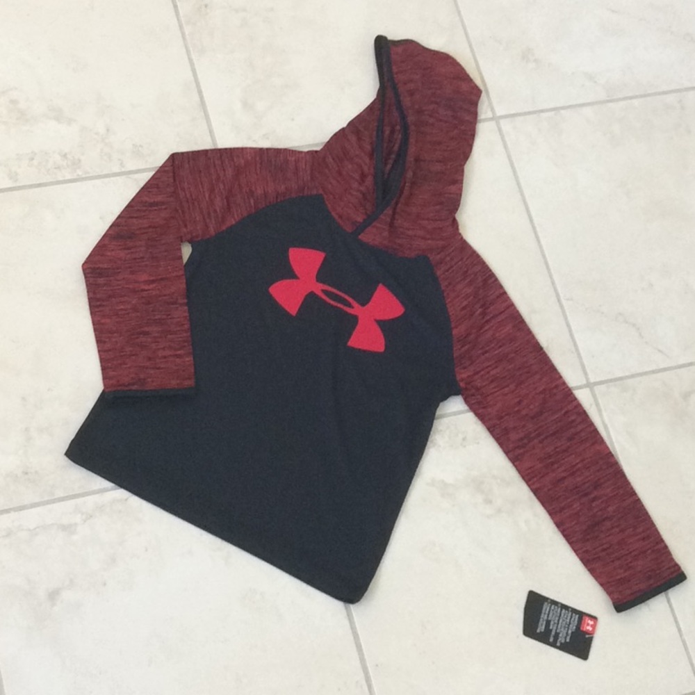 UNDERARMOUR BOYS SIZE 4 HOODED LONG SLEEVE SHIRT - Picture 2 of 6